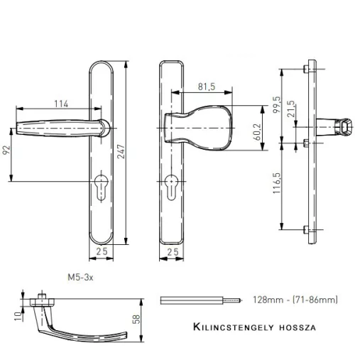 25/92/22 portálzár + kilincs szett (barna gomb-kilincs)