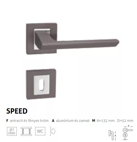 Megszűnő! Speed antracit-króm négyzetrozettás PZ