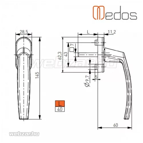 Victory fém ablakkilincs bronz L40