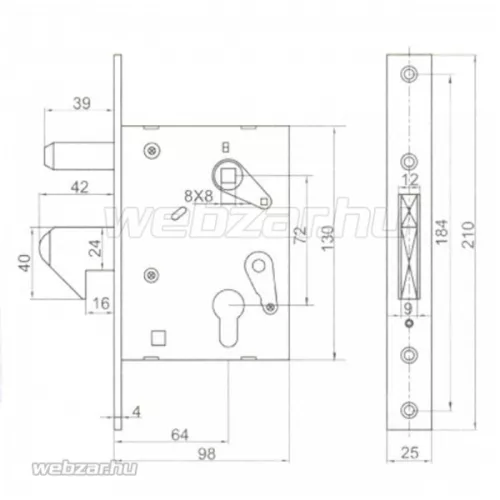 ANBO tolókapuzár 65/72 váltós tájolócsapos