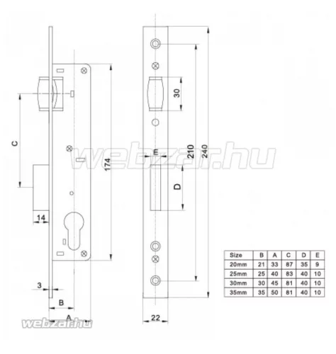 Anbo SR500-25/85 görgős portálzár cilinderrel 4cm