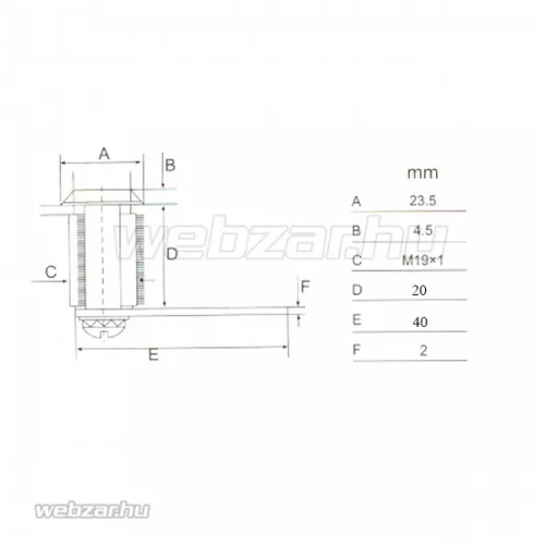 Anbo fémbútor zár 20mm 2K
