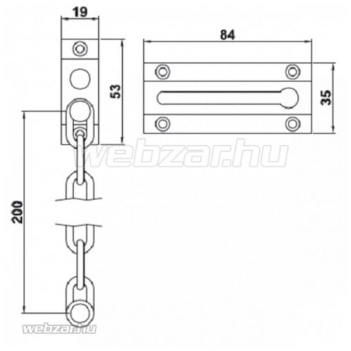 Ajtóbiztosítólánc réz AMIG brass 736