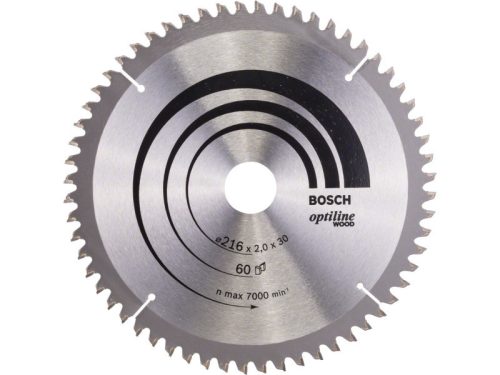 BOSCH Fűrésztárcsa fához 216 x 30 x 2,0 mm / 60T Optiline Wood ATB / N 2608640433