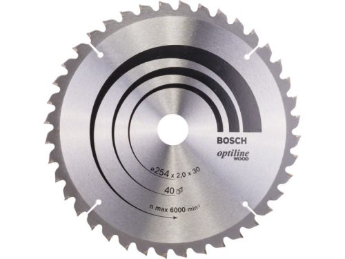 BOSCH Fűrésztárcsa fához 254 x 30 x 2,0 mm / 40T Optiline Wood ATB / N 2608640435