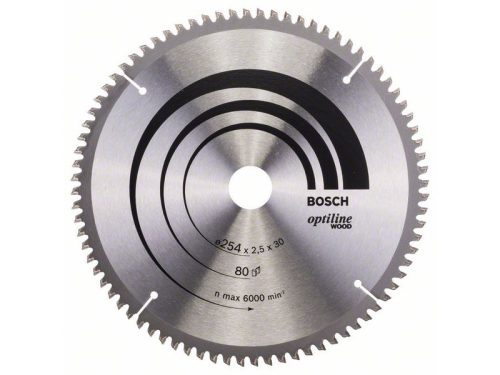 BOSCH Fűrésztárcsa fához 254 x 30 x 2,5 mm / 80T Optiline Wood ATB 2608640437