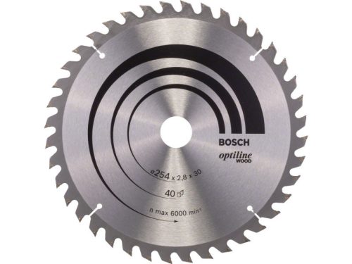 BOSCH Fűrésztárcsa fához 254 x 30 x 2,8 mm / 40T Optiline Wood ATB 2608640443