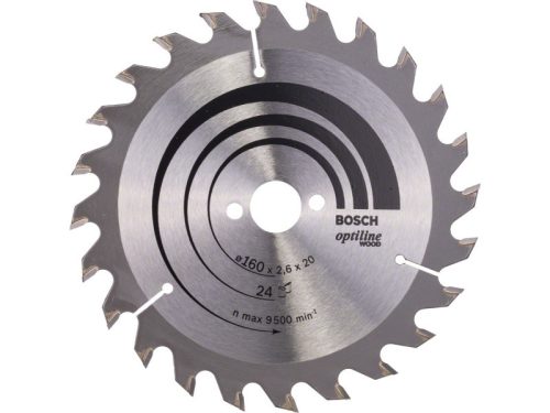 BOSCH Fűrésztárcsa fához 160 x 20/16 x 2,6 mm / 24T Optiline Wood ATB 2608640596