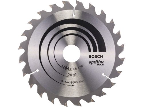 BOSCH Fűrésztárcsa fához 184 x 30 x 2,6 mm / 24T Optiline Wood ATB 2608640610