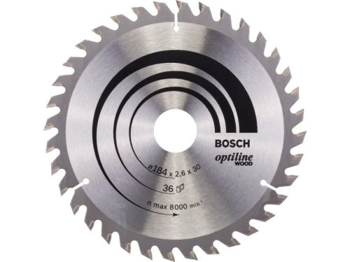 BOSCH Fűrésztárcsa fához 184 x 30 x 2,6 mm / 36T Optiline Wood ATB 2608640611