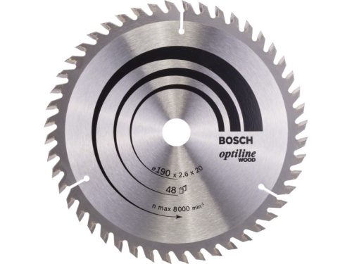 BOSCH Fűrésztárcsa fához 190 x 20/16 x 2,6 mm / 48T Optiline Wood ATB 2608640614