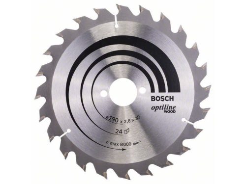 BOSCH Fűrésztárcsa fához 190 x 30 x 2,6 mm / 24T Optiline Wood ATB 2608640615
