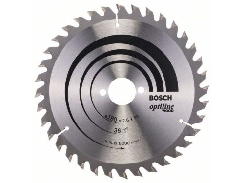 BOSCH Fűrésztárcsa fához 190 x 30 x 2,6 mm / 36T Optiline Wood ATB 2608640616