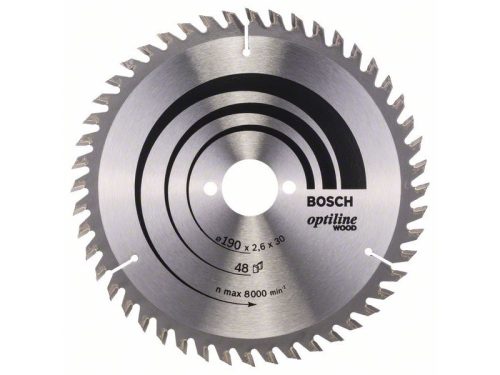 BOSCH Fűrésztárcsa fához 190 x 30 x 2,6 mm / 48T Optiline Wood ATB 2608640617