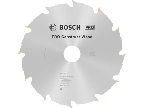 BOSCH PRO Fűrésztárcsa fához 190 x 30 x 2,6 mm / 12T Construct Wood 2608640633