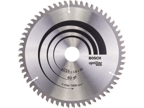 BOSCH Fűrésztárcsa fához 216 x 30 x 2,8 mm / 60T Optiline Wood ATB / N 2608640642