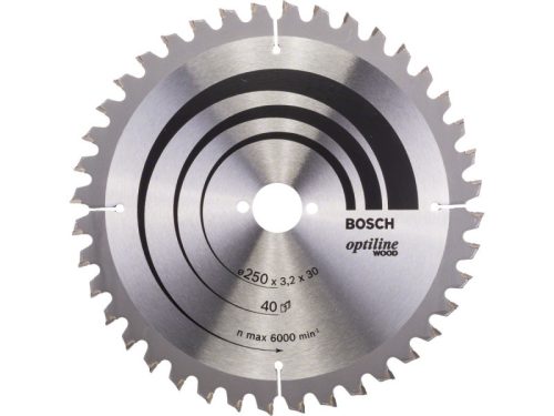 BOSCH Fűrésztárcsa fához 250 x 30 x 3,2 mm / 40T Optiline Wood ATB / N 2608640643