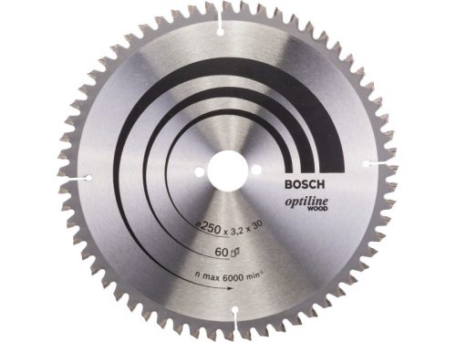 BOSCH Fűrésztárcsa fához 250 x 30 x 3,2 mm / 60T Optiline Wood ATB / N 2608640644