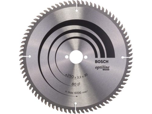 BOSCH Fűrésztárcsa fához 250 x 30 x 3,2 mm / 80T Optiline Wood ATB / VW 2608640660