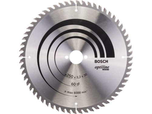 BOSCH Fűrésztárcsa fához 250 x 30 x 3,2 mm / 60T Optiline Wood ATB 2608640729