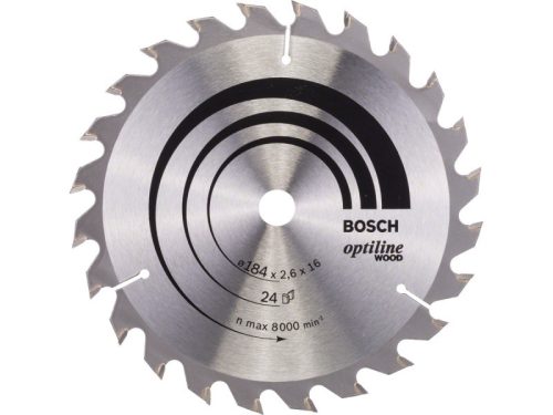 BOSCH Fűrésztárcsa fához 184 x 16 x 2,6 mm / 24T Optiline Wood ATB 2608640817
