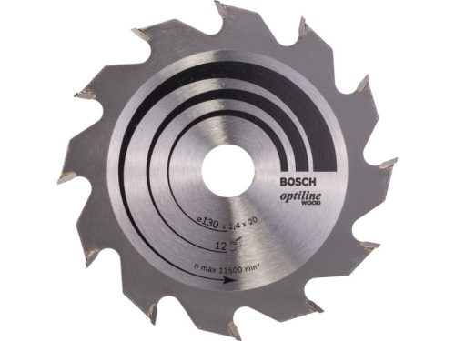 BOSCH Fűrésztárcsa fához 130 x 20/16 x 2,4 mm / 12T Optiline Wood ATB 2608641167