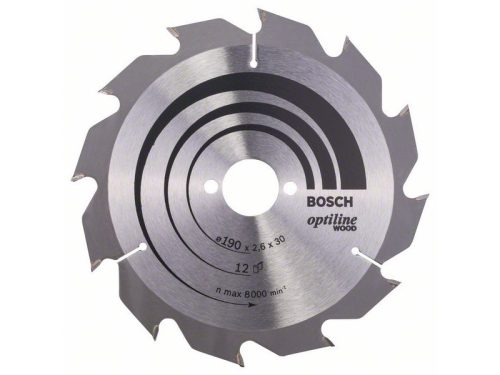 BOSCH Fűrésztárcsa fához 190 x 30 x 2,6 mm / 12T Optiline Wood ATB 2608641187