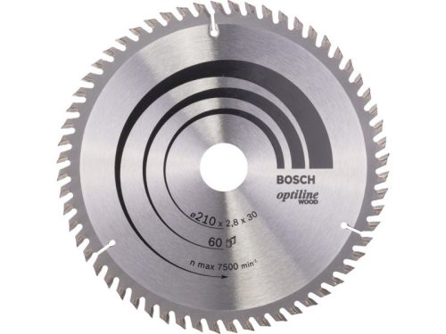 BOSCH Fűrésztárcsa fához 210 x 30 x 2,8 mm / 60T Optiline Wood ATB 2608641190