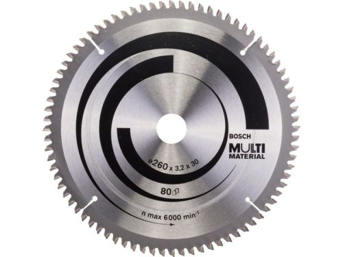 BOSCH Fűrésztárcsa univerzális 260 x 30 x 3,2 mm / 80T MultiMaterial HLTCG 2608641204