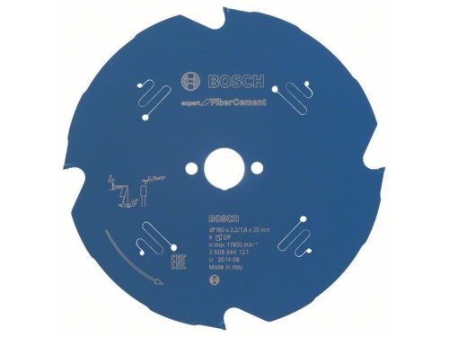 BOSCH Fűrésztárcsa cementkötésű farostlemezhez 160 x 20 x 2,2 mm / 4T Expert for FiberCement 2608644121