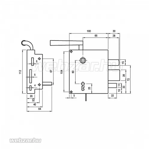 Euro Elzett 3425 kulcsos kertkapu zár jobb
