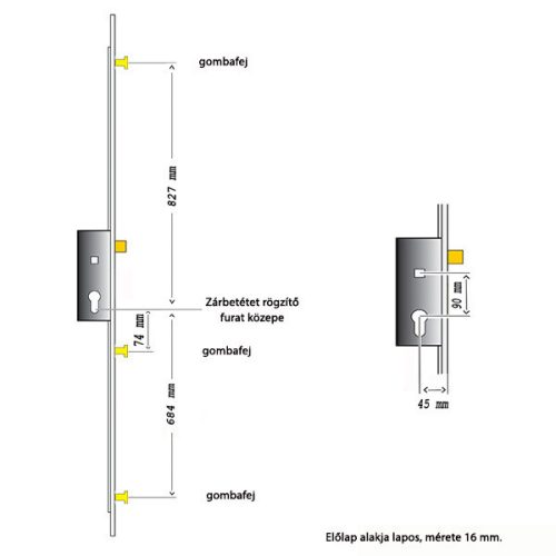 Euro Elzett 3477 zár gombacsapos