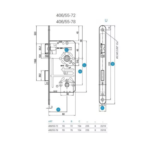 Titan 406 BAD 55 DIN zár toalett 55/78 HK