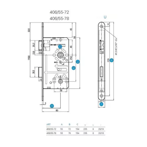 Titan 406 BAD 55 DIN zár toalett 55/72 HK