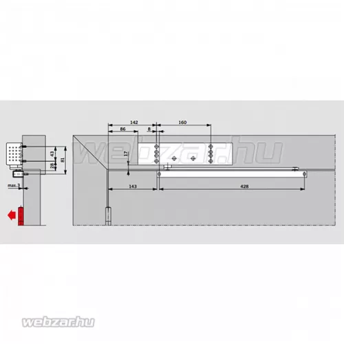 Dorma TS-92 G ajtóbehúzó test ezüst (pánt-ellenoldali)