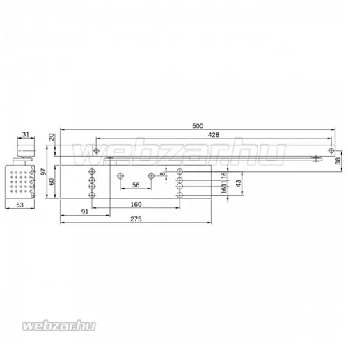 Dorma TS-93 B ajtóbehúzó test ezüst (pántoldali)