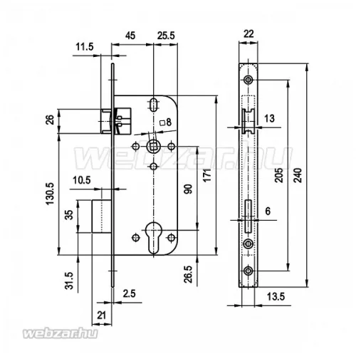 Elzett 4320 cilinderes bevéső zár