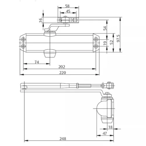 ASSA ABLOY DC120 Ajtócsukó, karral, fekete, EN2/3/4