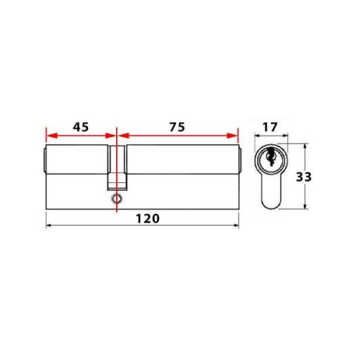 Abus CT5 gombos zárbetét 45x75 (G=Rövidebb)