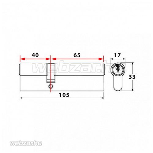 Abus D10PS törésvédett Gombos zárbetét 40x65 (G=Hosszabb)