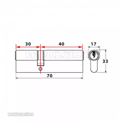 Abus D6PS törésvédett zárbetét 30x40 Gombos (G=Rövidebb)