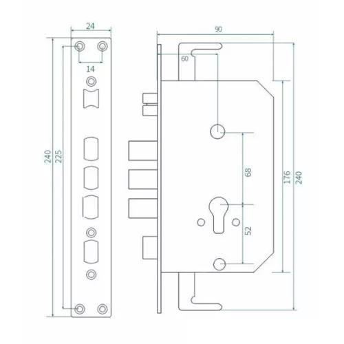 Protini automata bevésőzár 60/68 kampóval 24-es előlappal