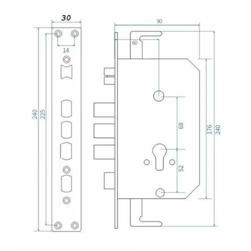 Protini automata bevésőzár 60/68 kampóval 30-as előlappal