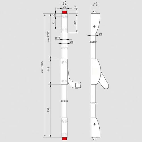 Dorma pánikzár szett (2szárnyú, A-2pontos-lent fent függőlegesen zár, P-2pontos-lent fent függőlegesen zár, menekülési, max.3400, kilinccsel)