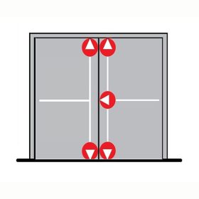   Dorma pánikzár szett (2szárnyú, A-2pontos-le/fel, P-3pontos-le/fel/oldalra, menekülési, max.3400, fix gomb)