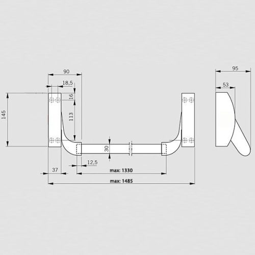 Dorma pánikzár szett (2szárnyú, A-3pontos-lent fent és középen oldalra zár, P-2pontos-lent fent függőlegesen zár, menekülési, max.3400, fix gombbal)