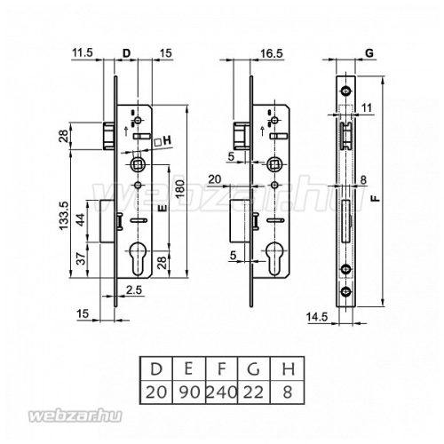 Euro Elzett Europortál portálzár 20/90/22 VN