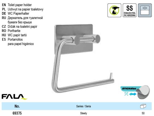 FALA69375 WC papír tartó öntapadós Steely