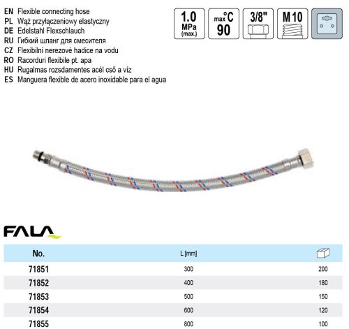 FALA71851 Flexibilis bekötőcső 3/8" x M 10 300 mm belső-külső