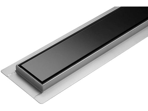 FALA75388 Zuhanylefolyó 800 mm Black Glass inox